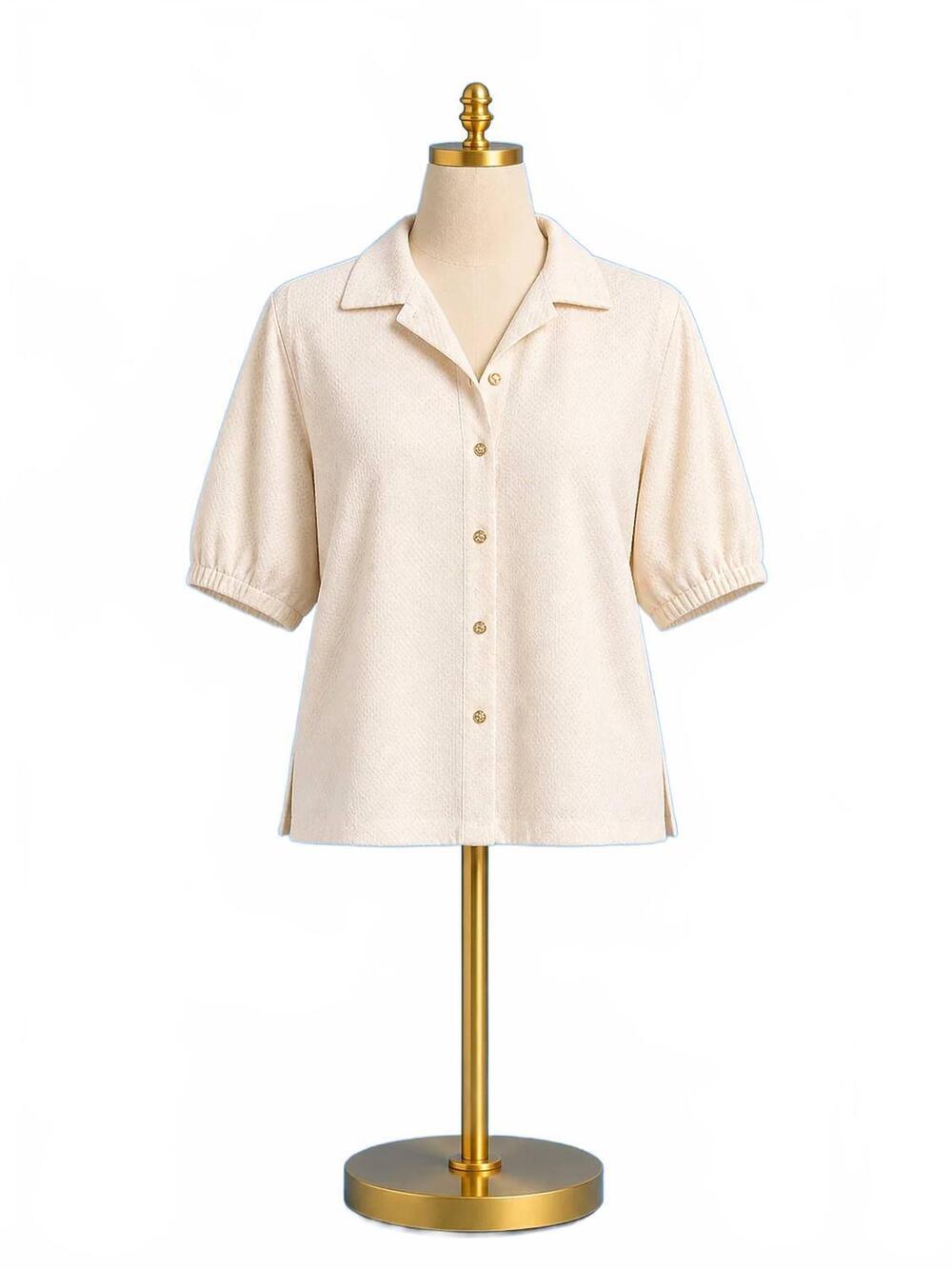 NEW EMILY MCCARTHY women's bonny short sleeve button front top in winter white